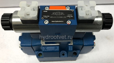 4WEH16J7X/6EG24N9ETSK4/B10 - Гидрораспределитель с электроуправлением Ду16 схема J (34), напряжение G24, каналы управления ET - X и Y - внутренние