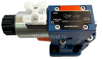 DBW10A2-5X/200YCW220-50N9K4 - Предохранительный клапан Ду10 с давлением настройки до 200 бар, управление - Y - внешний дренаж с разгрузкой A = закрыт с электроуправлением W220
